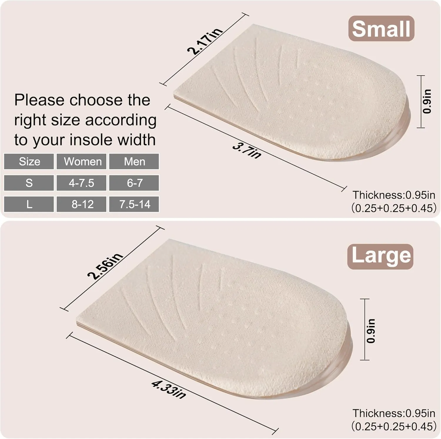 2 Pairs 3 Layers Medial & Lateral Heel Wedge Silicone Insoles - Corrective Adhesive Shoe Inserts for Foot Alignment, Knock Knee Pain, Bow Legs, Osteoarthritis for Men and Women(Large)
