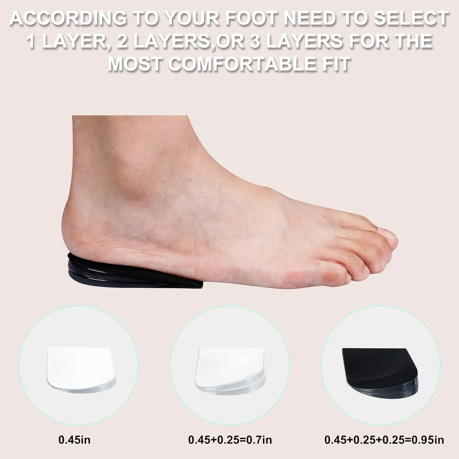 2 Pairs 3 Layers Medial & Lateral Heel Wedge Silicone Insoles - Corrective Adhesive Shoe Inserts for Foot Alignment, Knock Knee Pain, Bow Legs, Osteoarthritis for Men and Women(Large)