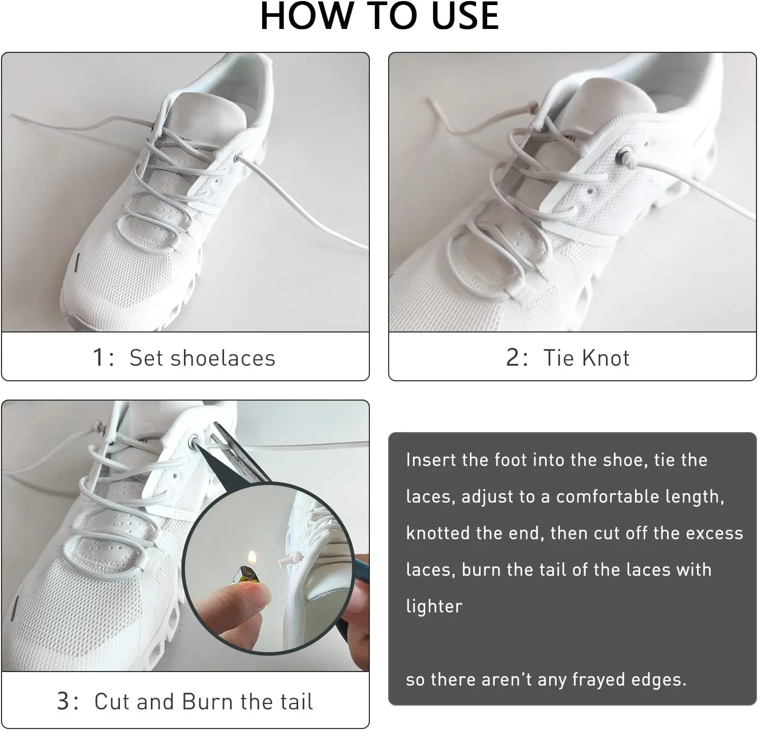 3 Pairs Elastic Shoe Laces Replacement Laces for Running Shoes,Stretch Oval Strings Replacement Shoestrings