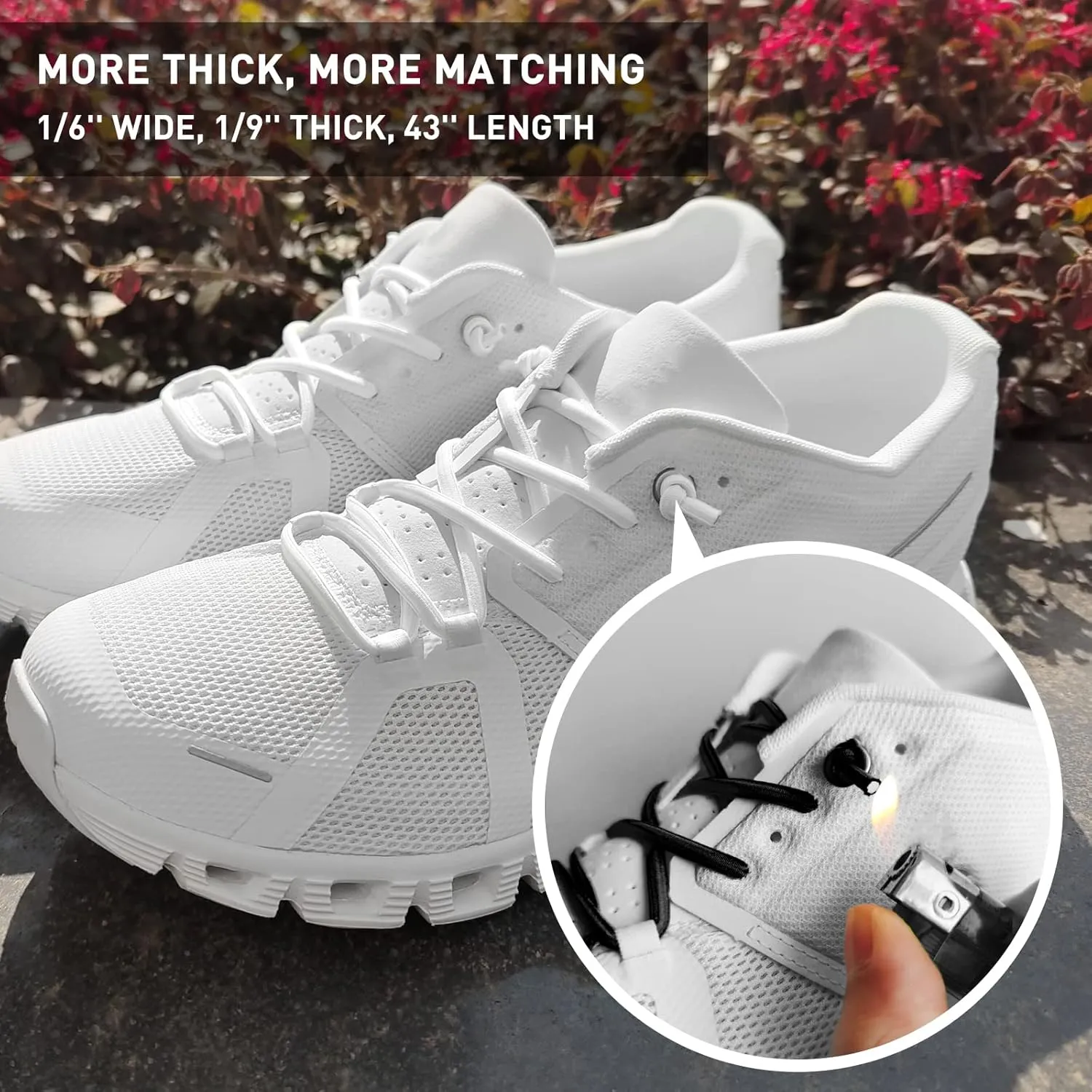 3 Pairs Elastic Shoe Laces Replacement Laces for Running Shoes,Stretch Oval Strings Replacement Shoestrings