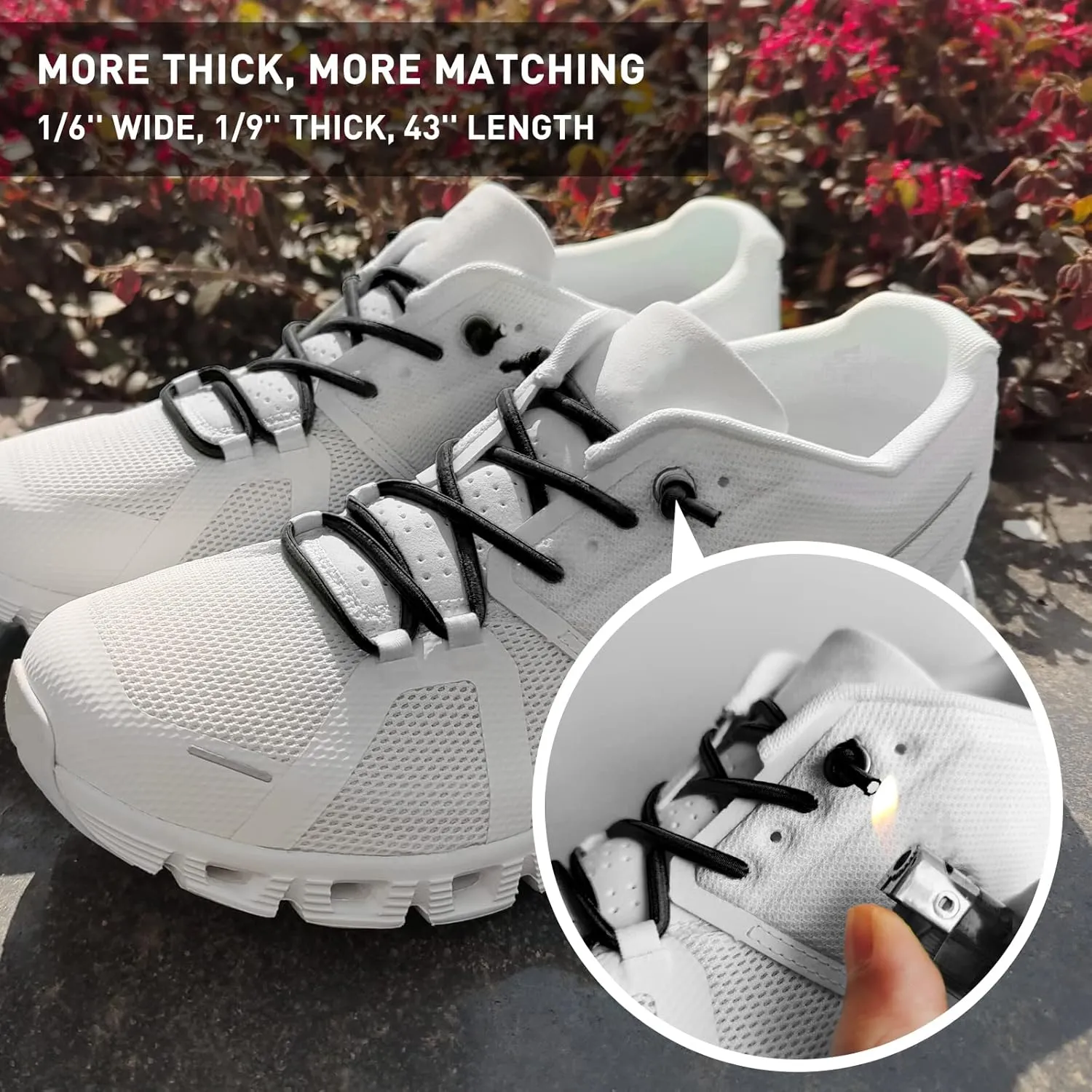 3 Pairs Elastic Shoe Laces Replacement Laces for Running Shoes,Stretch Oval Strings Replacement Shoestrings