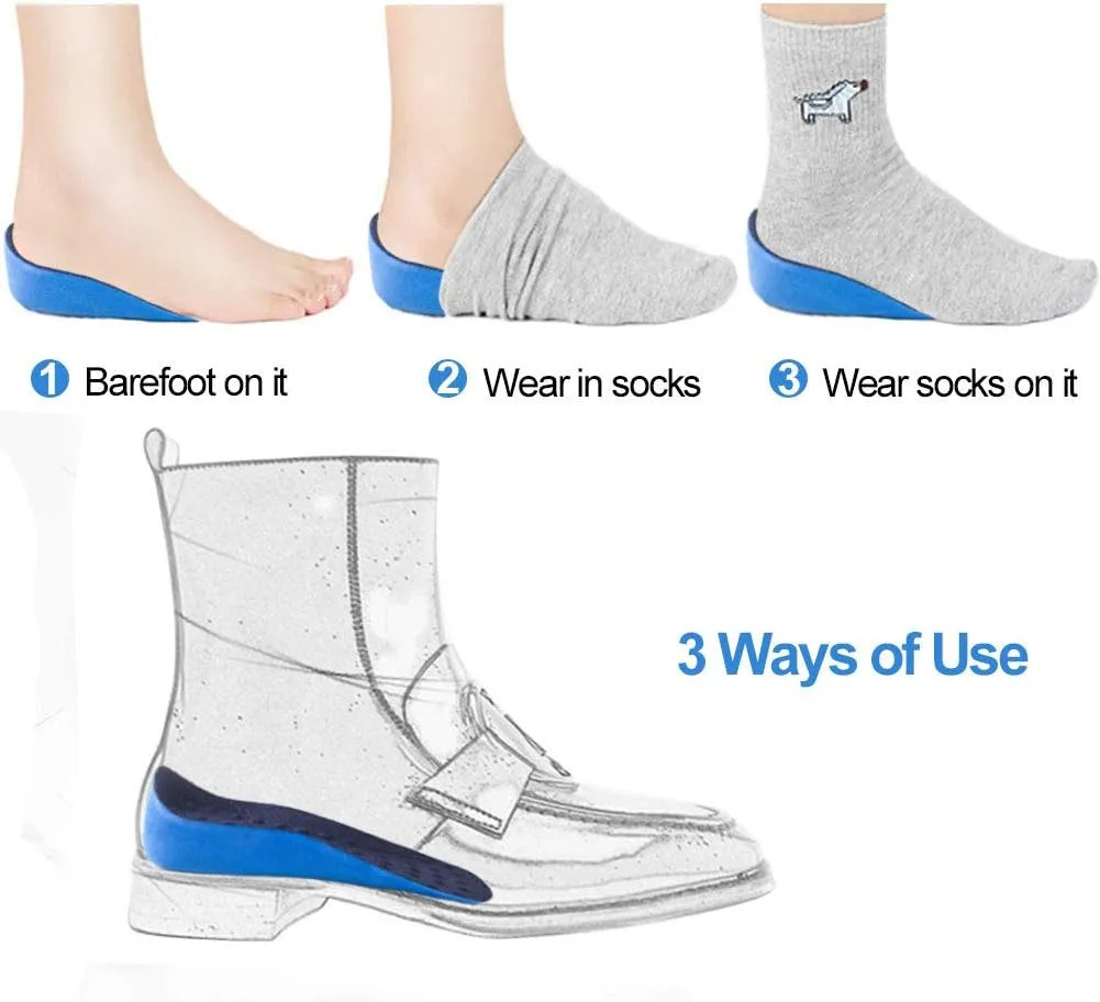 Ailaka Height Increase Insoles (Can be Worn in Socks), Arch Support Half Inserts Shock Absorption Heel Lifts Cushion Pads for Men & Women (Large)