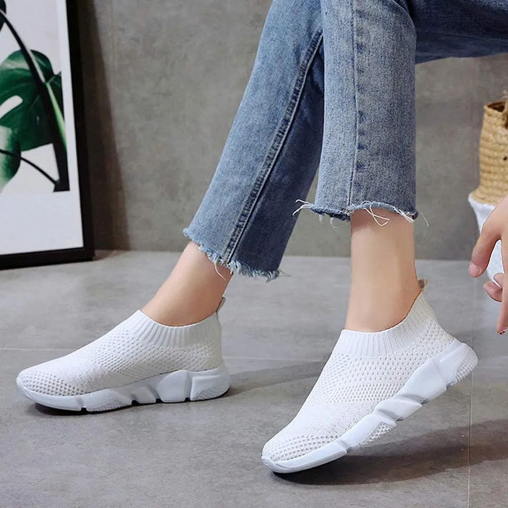 Aniywn Women's Sports Shoes Breathable Mesh Flat Running Shoes Casual Slip On Walking Shoes Lightweight Sneakers