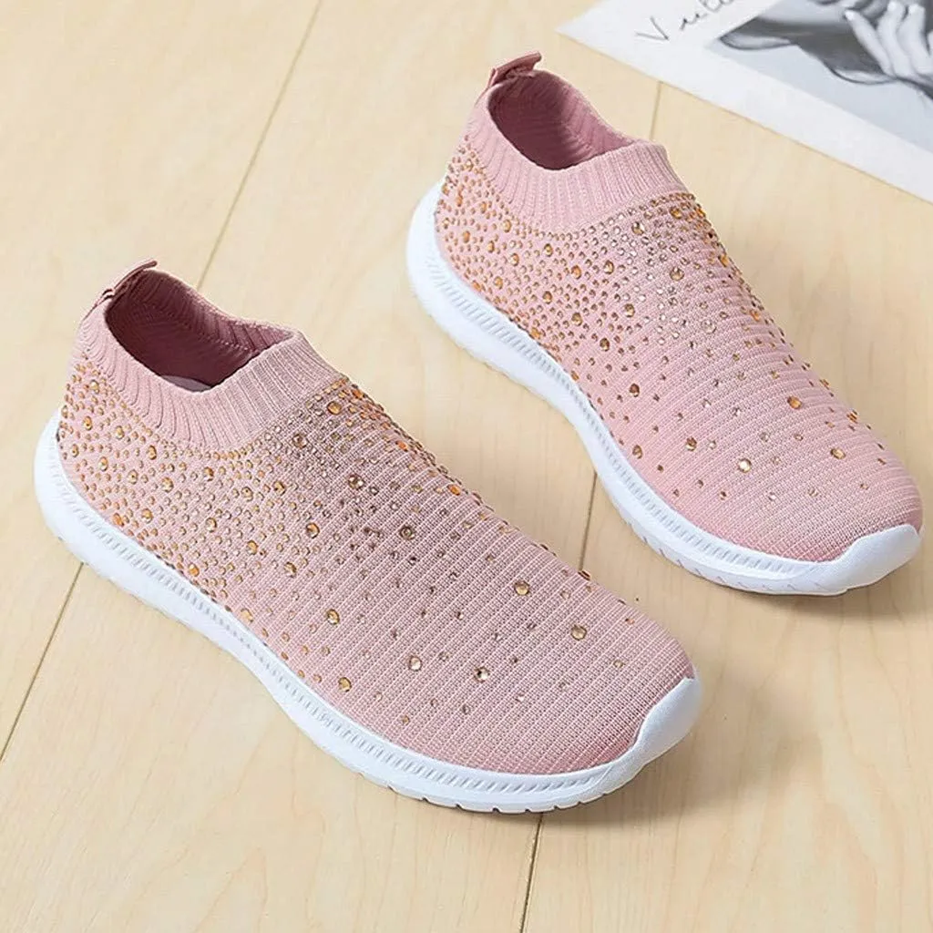 Aniywn Women's Sports Shoes Breathable Mesh Flat Running Shoes Casual Slip On Walking Shoes Lightweight Sneakers