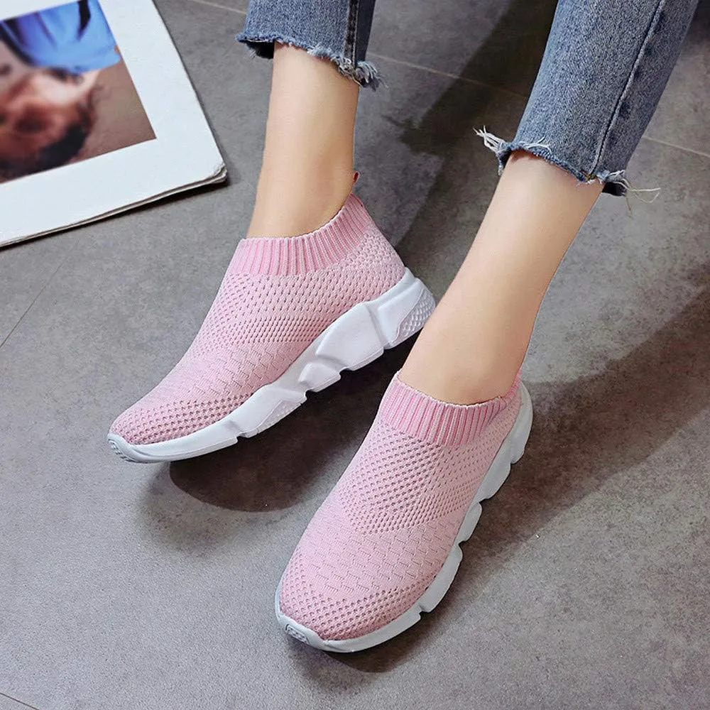 Aniywn Women's Sports Shoes Breathable Mesh Flat Running Shoes Casual Slip On Walking Shoes Lightweight Sneakers