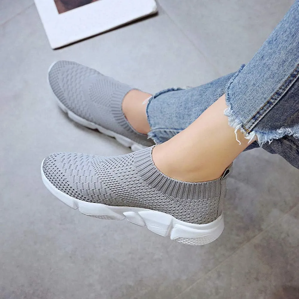 Aniywn Women's Sports Shoes Breathable Mesh Flat Running Shoes Casual Slip On Walking Shoes Lightweight Sneakers