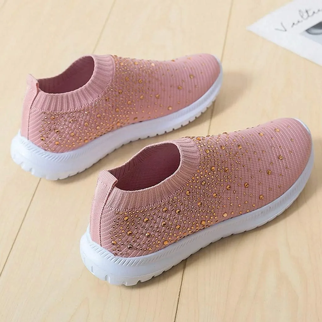 Aniywn Women's Sports Shoes Breathable Mesh Flat Running Shoes Casual Slip On Walking Shoes Lightweight Sneakers
