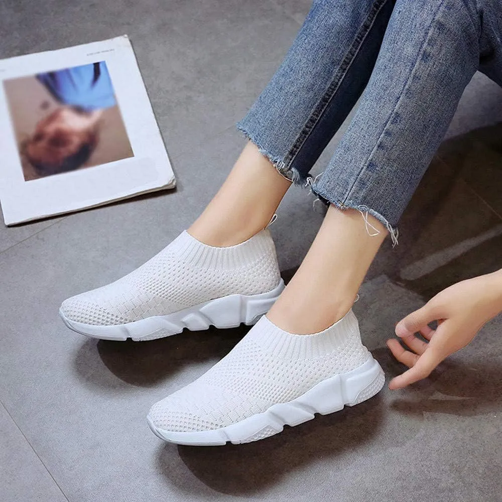 Aniywn Women's Sports Shoes Breathable Mesh Flat Running Shoes Casual Slip On Walking Shoes Lightweight Sneakers