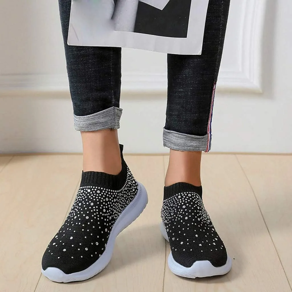 Aniywn Women's Sports Shoes Breathable Mesh Flat Running Shoes Casual Slip On Walking Shoes Lightweight Sneakers