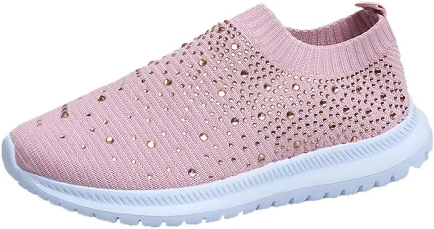 Aniywn Women's Sports Shoes Breathable Mesh Flat Running Shoes Casual Slip On Walking Shoes Lightweight Sneakers