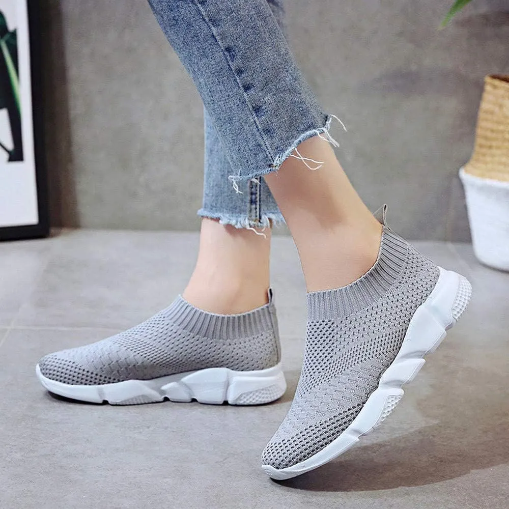 Aniywn Women's Sports Shoes Breathable Mesh Flat Running Shoes Casual Slip On Walking Shoes Lightweight Sneakers