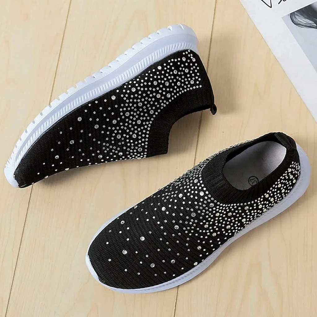 Aniywn Women's Sports Shoes Breathable Mesh Flat Running Shoes Casual Slip On Walking Shoes Lightweight Sneakers