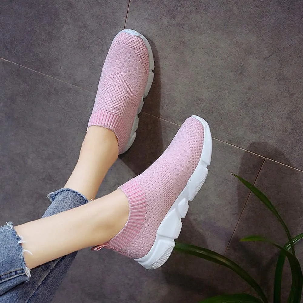 Aniywn Women's Sports Shoes Breathable Mesh Flat Running Shoes Casual Slip On Walking Shoes Lightweight Sneakers