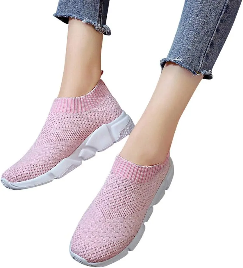 Aniywn Women's Sports Shoes Breathable Mesh Flat Running Shoes Casual Slip On Walking Shoes Lightweight Sneakers