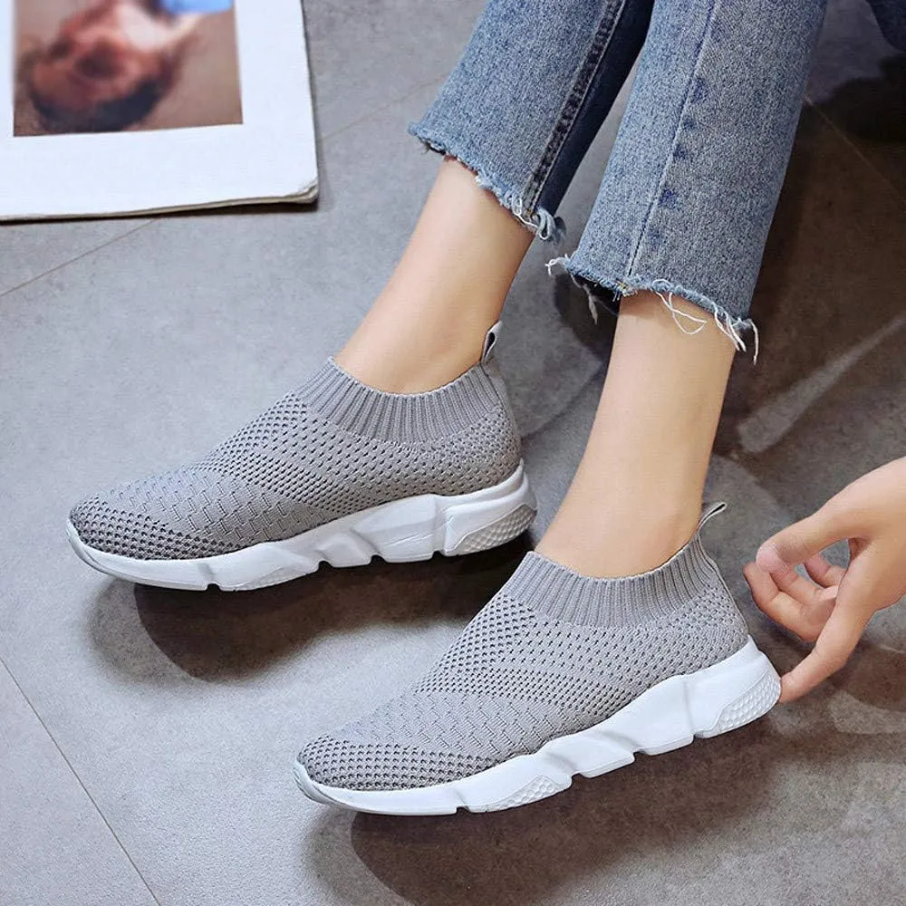 Aniywn Women's Sports Shoes Breathable Mesh Flat Running Shoes Casual Slip On Walking Shoes Lightweight Sneakers