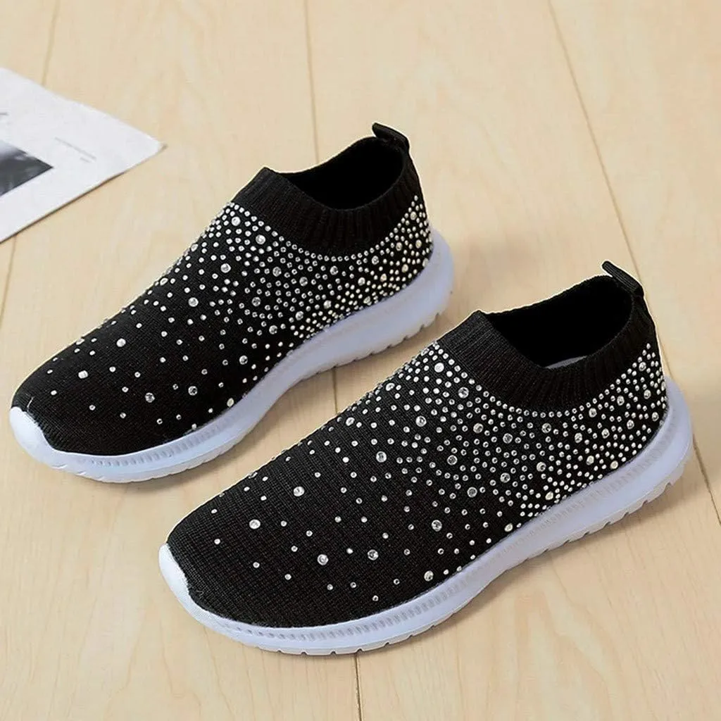 Aniywn Women's Sports Shoes Breathable Mesh Flat Running Shoes Casual Slip On Walking Shoes Lightweight Sneakers