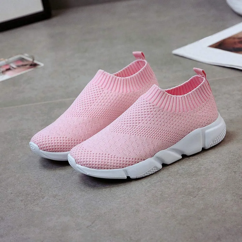 Aniywn Women's Sports Shoes Breathable Mesh Flat Running Shoes Casual Slip On Walking Shoes Lightweight Sneakers