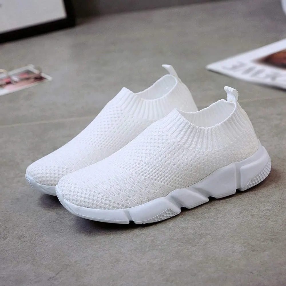 Aniywn Women's Sports Shoes Breathable Mesh Flat Running Shoes Casual Slip On Walking Shoes Lightweight Sneakers