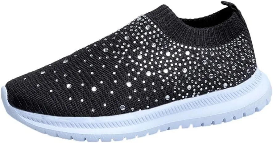Aniywn Women's Sports Shoes Breathable Mesh Flat Running Shoes Casual Slip On Walking Shoes Lightweight Sneakers
