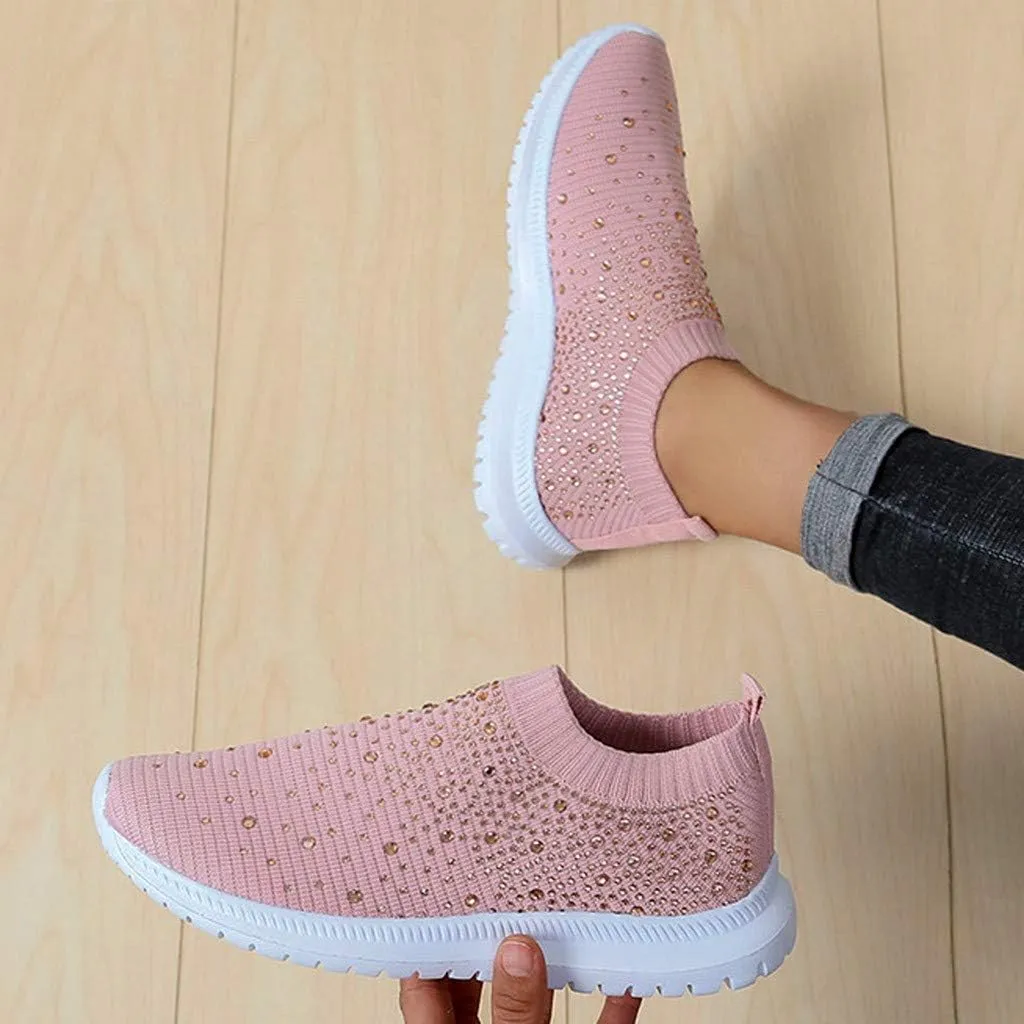 Aniywn Women's Sports Shoes Breathable Mesh Flat Running Shoes Casual Slip On Walking Shoes Lightweight Sneakers