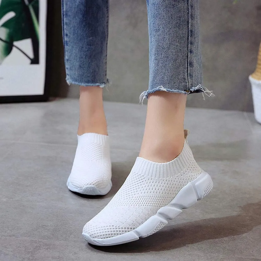 Aniywn Women's Sports Shoes Breathable Mesh Flat Running Shoes Casual Slip On Walking Shoes Lightweight Sneakers