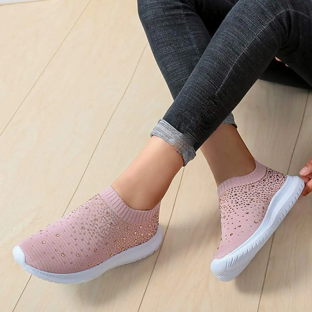 Aniywn Women's Sports Shoes Breathable Mesh Flat Running Shoes Casual Slip On Walking Shoes Lightweight Sneakers
