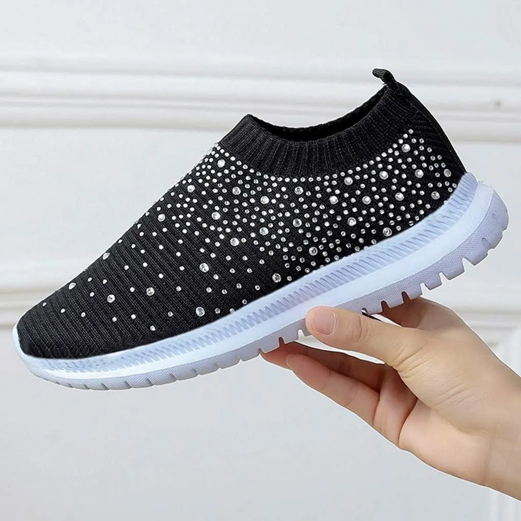 Aniywn Women's Sports Shoes Breathable Mesh Flat Running Shoes Casual Slip On Walking Shoes Lightweight Sneakers