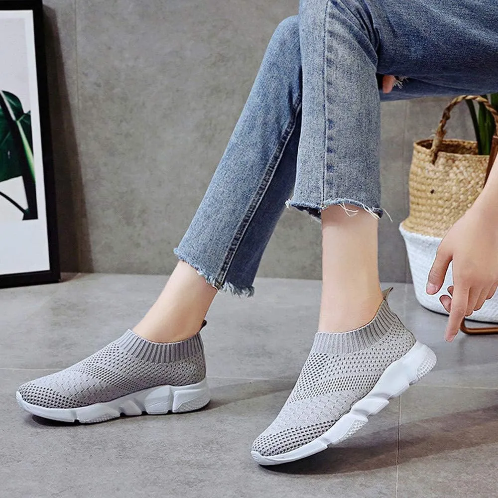 Aniywn Women's Sports Shoes Breathable Mesh Flat Running Shoes Casual Slip On Walking Shoes Lightweight Sneakers