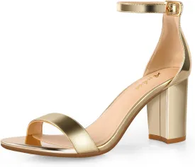 Ankis Heels for Women Open Toe Ankle Strap Chunky Heel Sandals 2.75 Inch