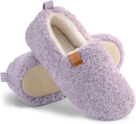 ATHMILE Women's Slippers Fuzzy Curly House Slippers Memory Foam Loafer with Polar Fleece Lining Indoor Outdoor