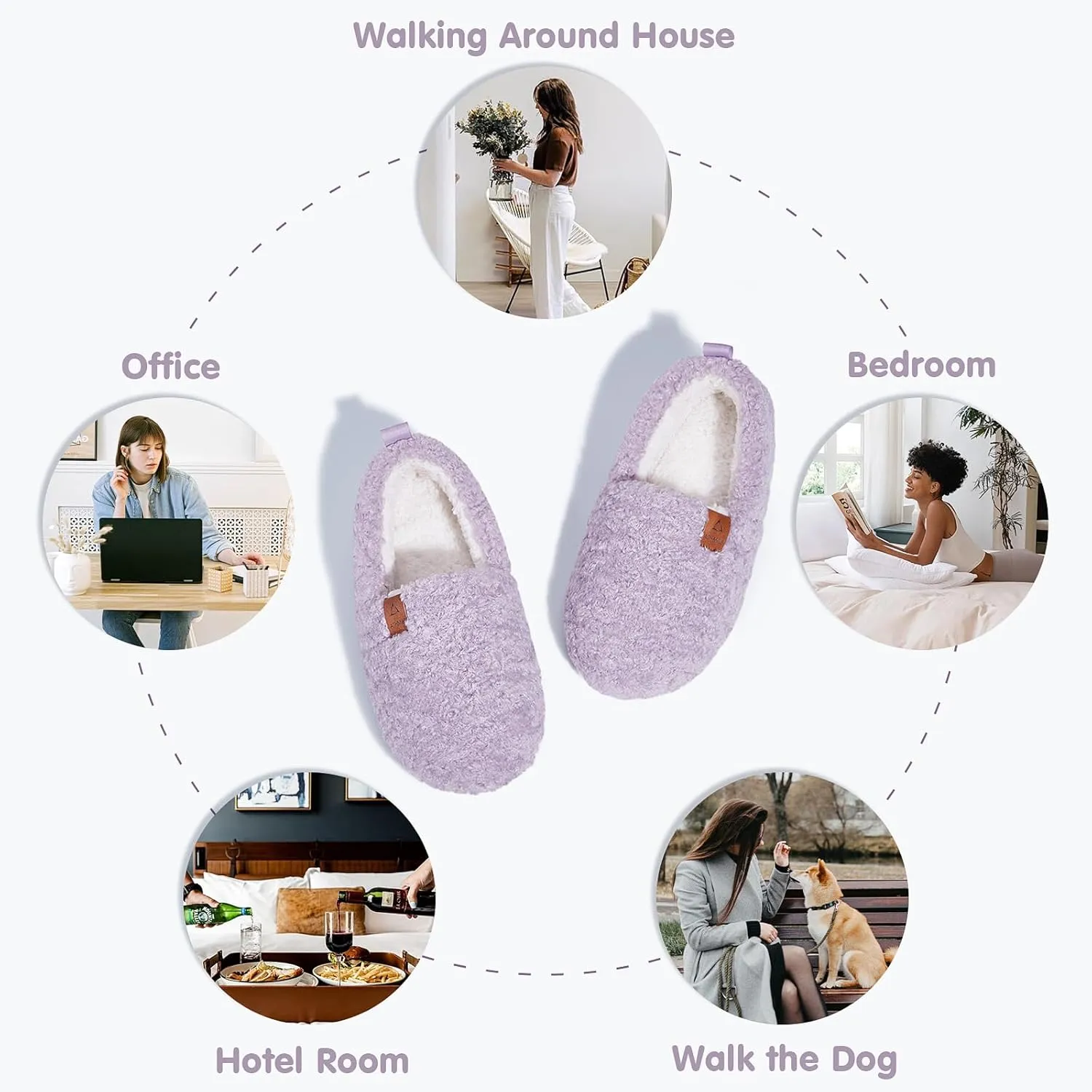ATHMILE Women's Slippers Fuzzy Curly House Slippers Memory Foam Loafer with Polar Fleece Lining Indoor Outdoor