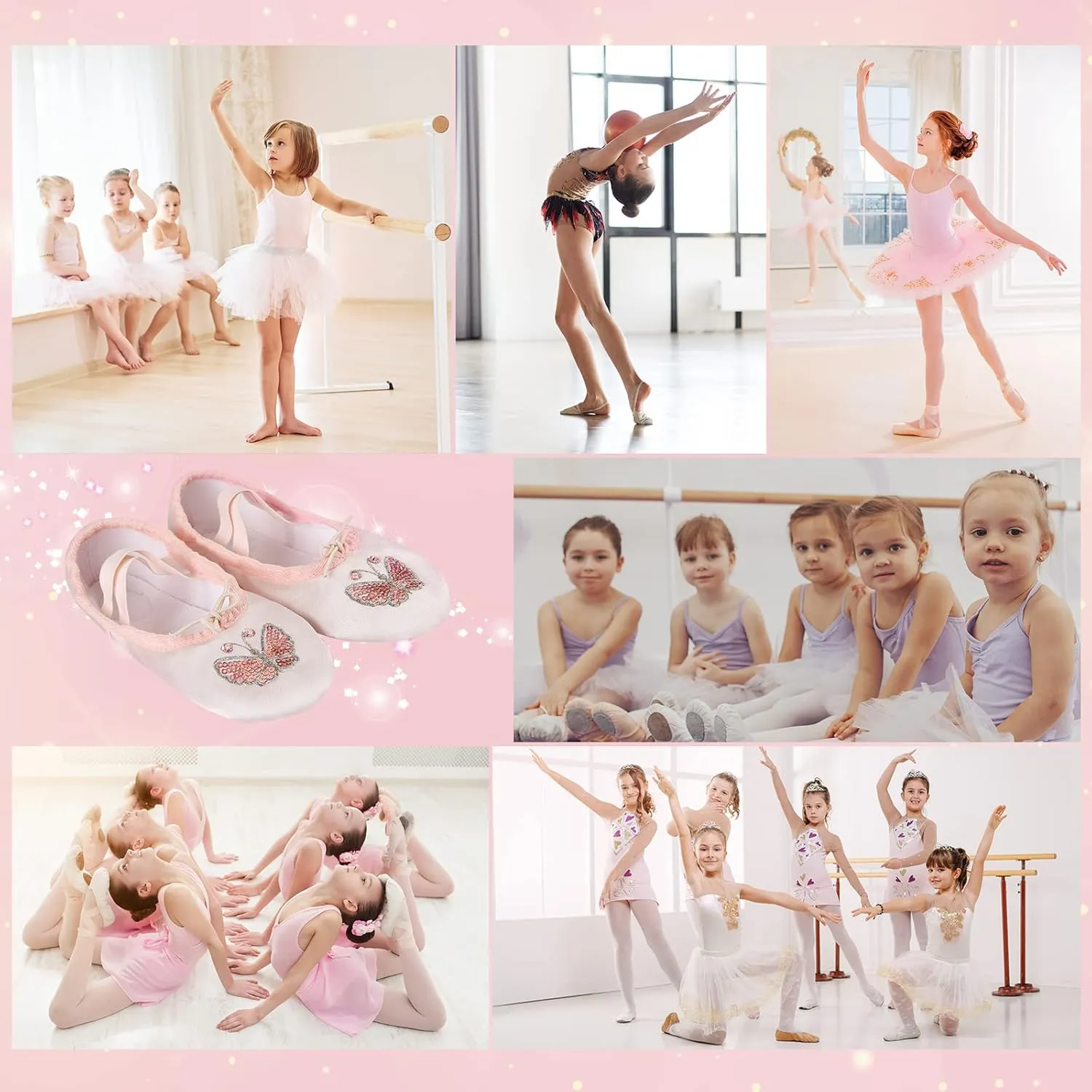 Ballet Shoes for Girls, Split Sole Toddler Ballet Shoes Satin Ballet Slippers for Girls Toddler/Little/Big Kid