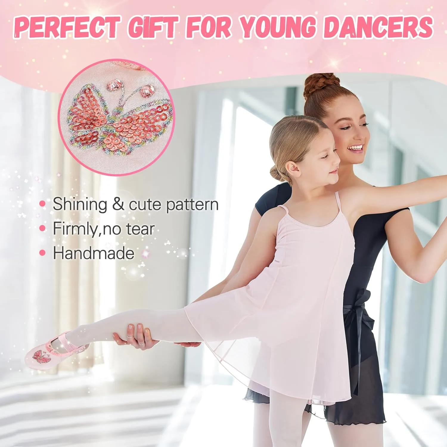 Ballet Shoes for Girls, Split Sole Toddler Ballet Shoes Satin Ballet Slippers for Girls Toddler/Little/Big Kid