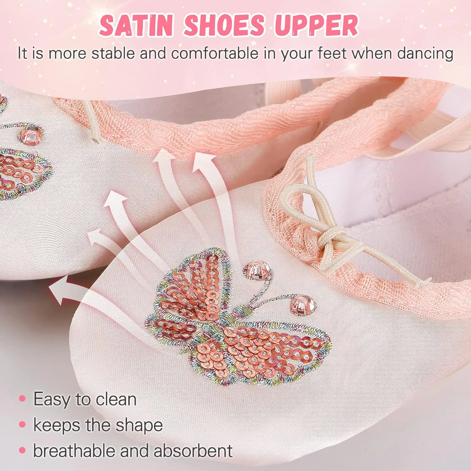 Ballet Shoes for Girls, Split Sole Toddler Ballet Shoes Satin Ballet Slippers for Girls Toddler/Little/Big Kid