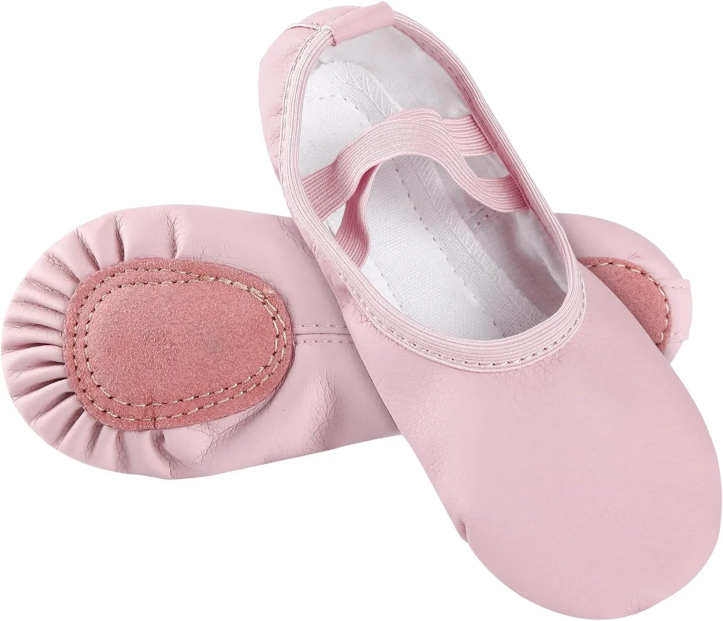 Ballet Shoes for Girls,Soft Leather Ballet Slippers No-Tie Dance Shoes for Toddler Girls/Little/Big Kids