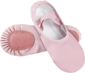 Ballet Shoes for Girls,Soft Leather Ballet Slippers No-Tie Dance Shoes for Toddler Girls/Little/Big Kids