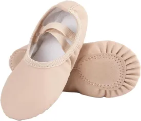 Ballet Shoes for Girls,Soft Leather Ballet Slippers No-Tie Dance Shoes for Toddler Girls/Little/Big Kids