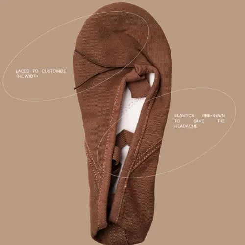 Ballet Shoes for Women, Men & Children, Durable Cotton Canvas, Adjustable Width, Split Sole, 6 Skin Tone Shades