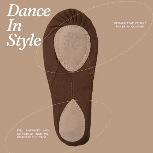 Ballet Shoes for Women, Men & Children, Durable Cotton Canvas, Adjustable Width, Split Sole, 6 Skin Tone Shades