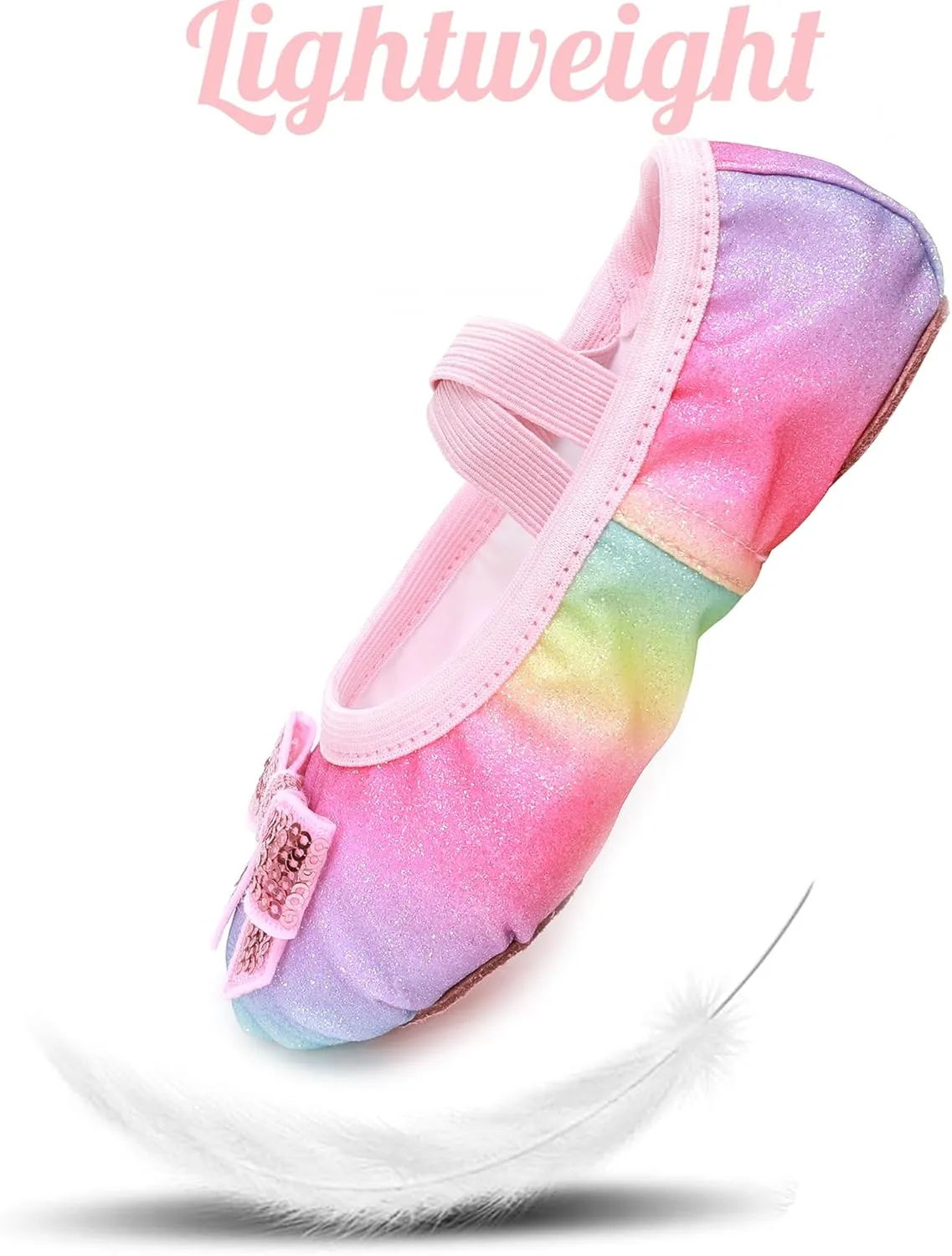 Ballet Shoes Glitter Split-Sole for Girls Toddler Dance Slippers with Elastic Laces for (Toddler/Little Kid/Big Kid)