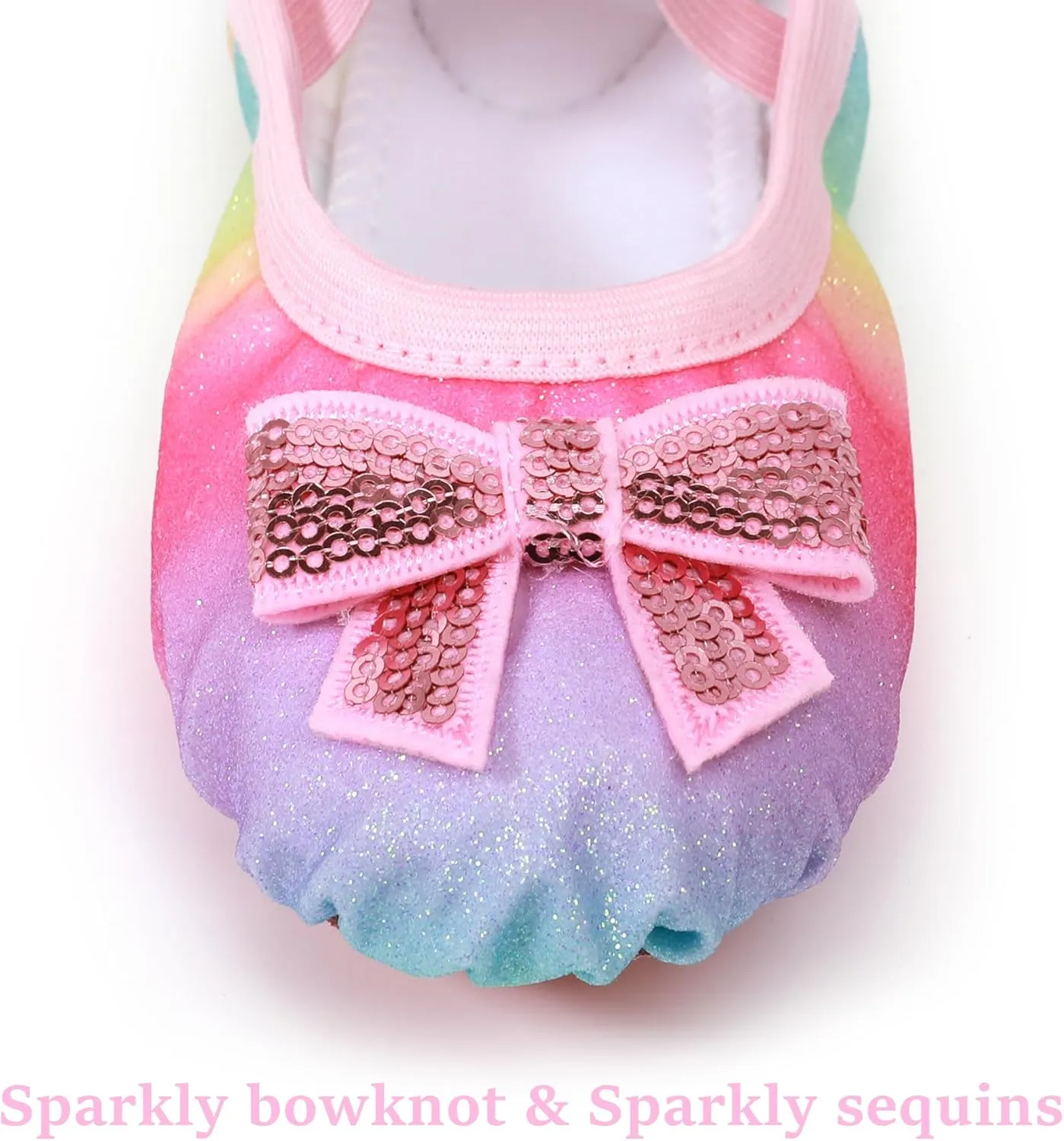Ballet Shoes Glitter Split-Sole for Girls Toddler Dance Slippers with Elastic Laces for (Toddler/Little Kid/Big Kid)