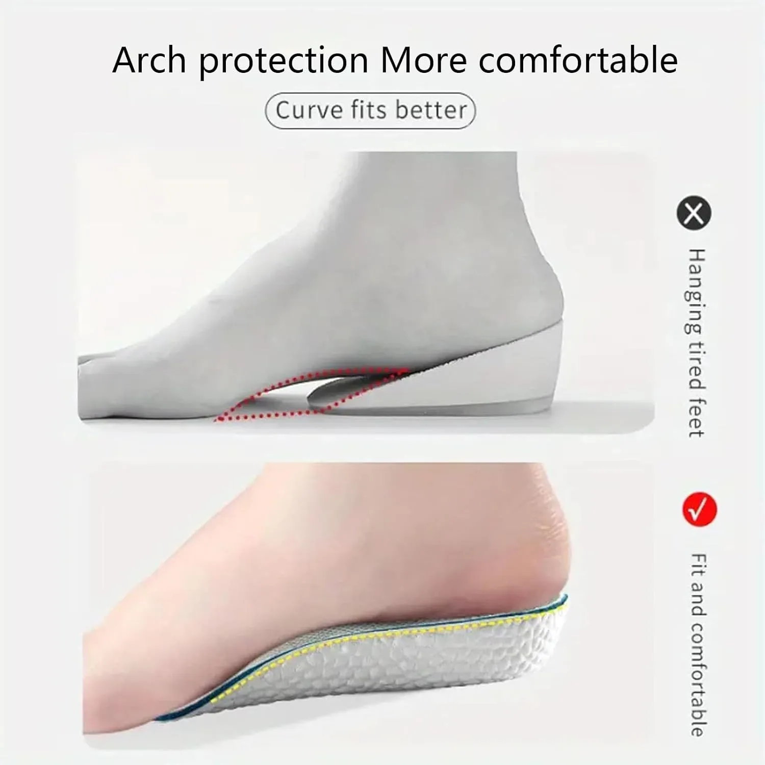 Brandone Height Insoles, Brandone Height Insoles 3 Inch, Orthopedic Highpads for Men and Women, Breathable Shock-Absorbing Arch Support Insolerelieve Foot Pain (Black, 1.37 inches)