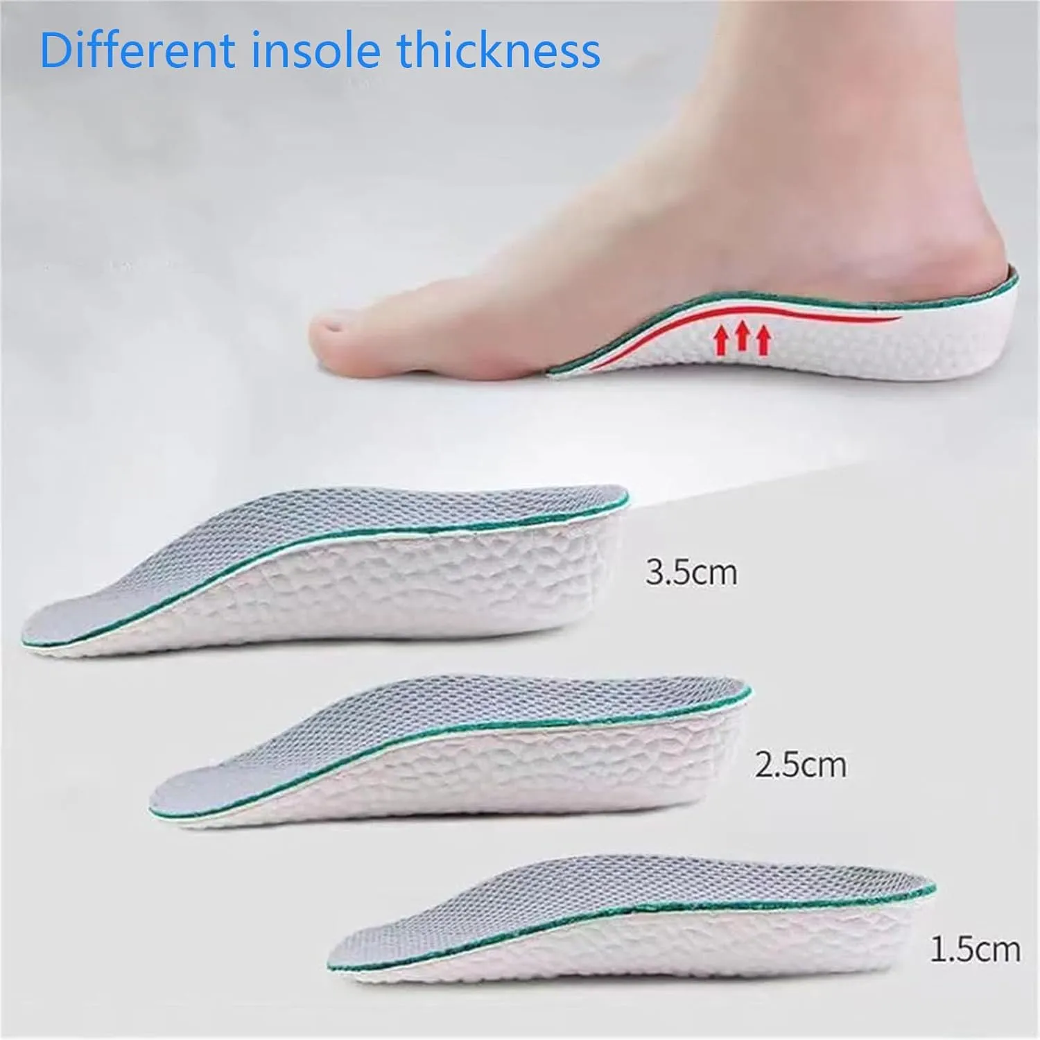 Brandone Height Insoles, Brandone Height Insoles 3 Inch, Orthopedic Highpads for Men and Women, Breathable Shock-Absorbing Arch Support Insolerelieve Foot Pain (Black, 1.37 inches)