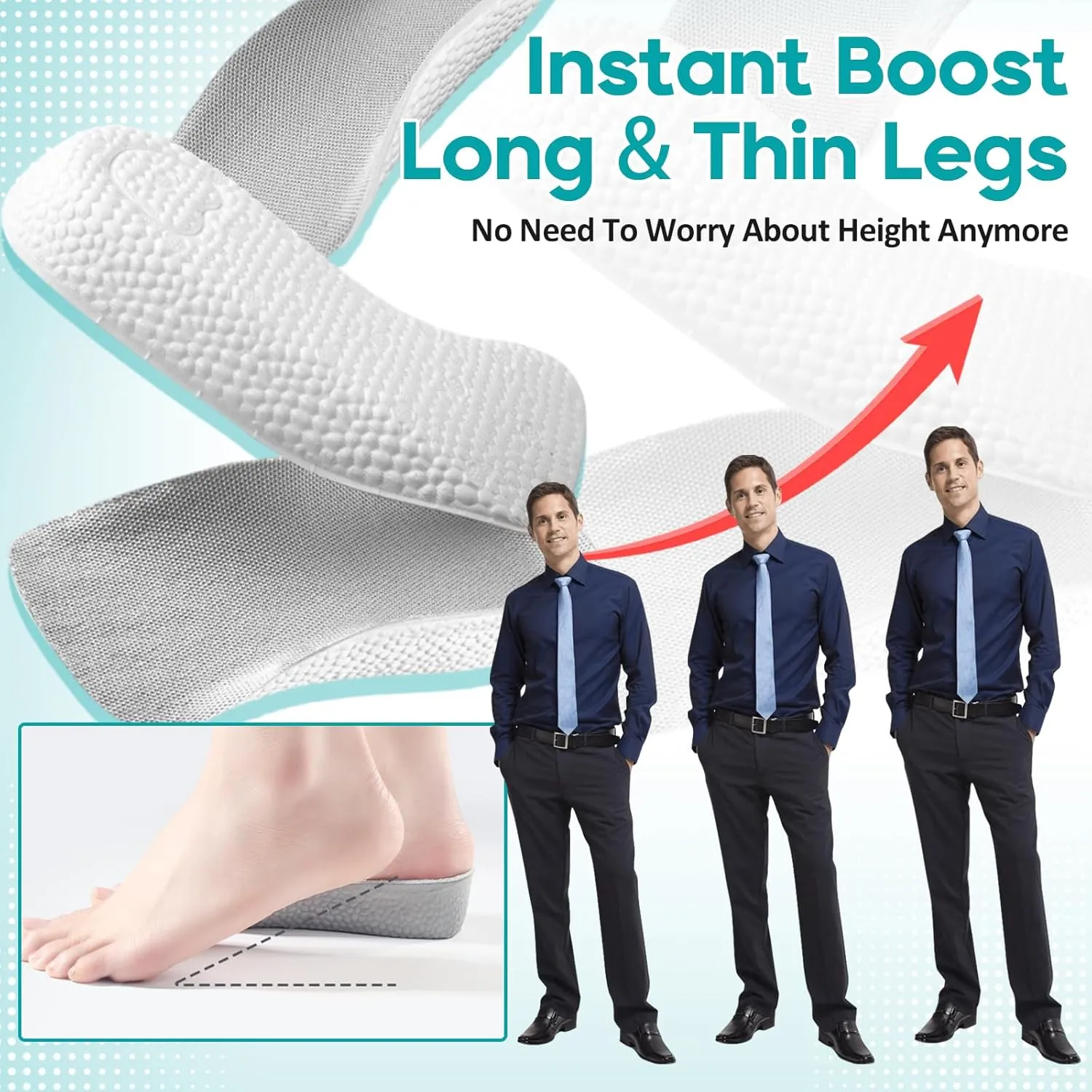 Brandone Insoles - Orthopedic High Pads 1.0 - Height Increase Insoles - Arch Support Insoles for Plantar Fasciitis, Flat Feet, Over-Pronation, Achilles Tendonitis, Foot Pain Relief (Gray, 1.0Inch)
