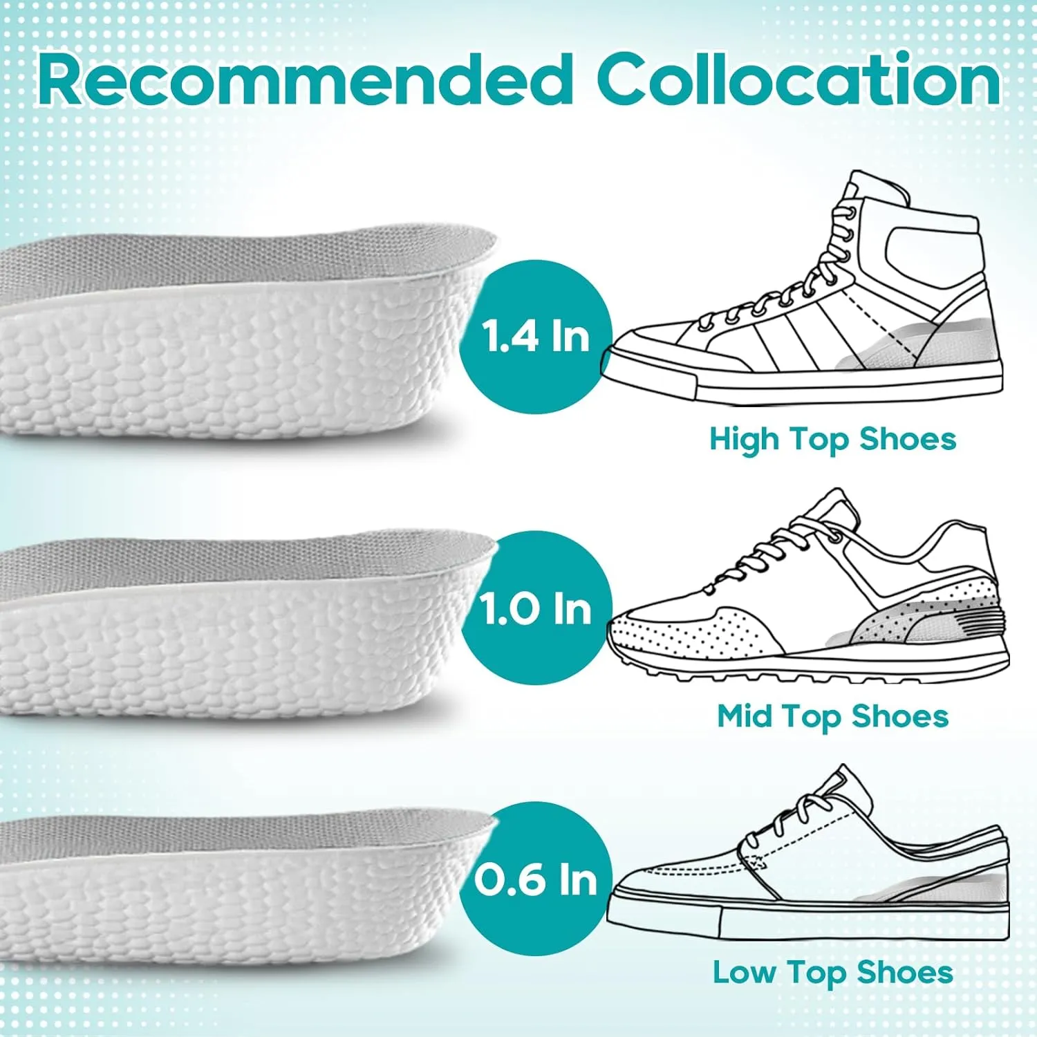 Brandone Insoles - Orthopedic High Pads 1.0 - Height Increase Insoles - Arch Support Insoles for Plantar Fasciitis, Flat Feet, Over-Pronation, Achilles Tendonitis, Foot Pain Relief (Gray, 1.4Inch)
