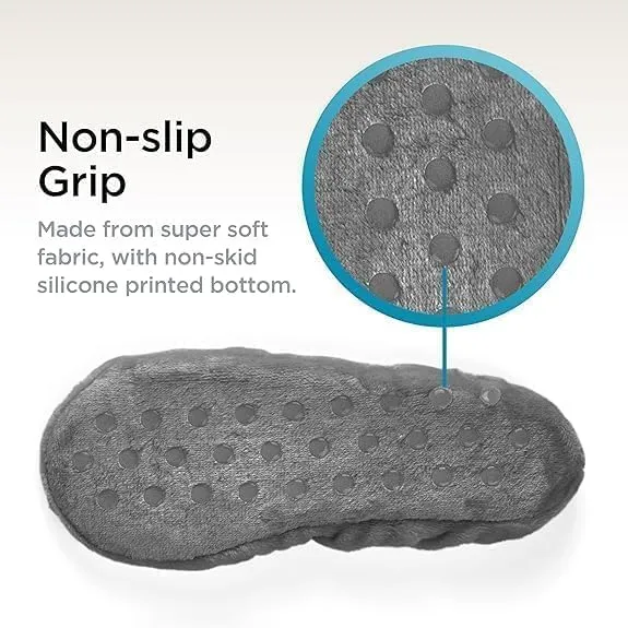 Brookstone Plush Footies - Slippers with Memory Foam Insole - Ultra-Soft Sherpa Footies for Indoor Wear, Non-Skid Sole, One-Size-Fits-Most, Machine Washable Slippers for Women