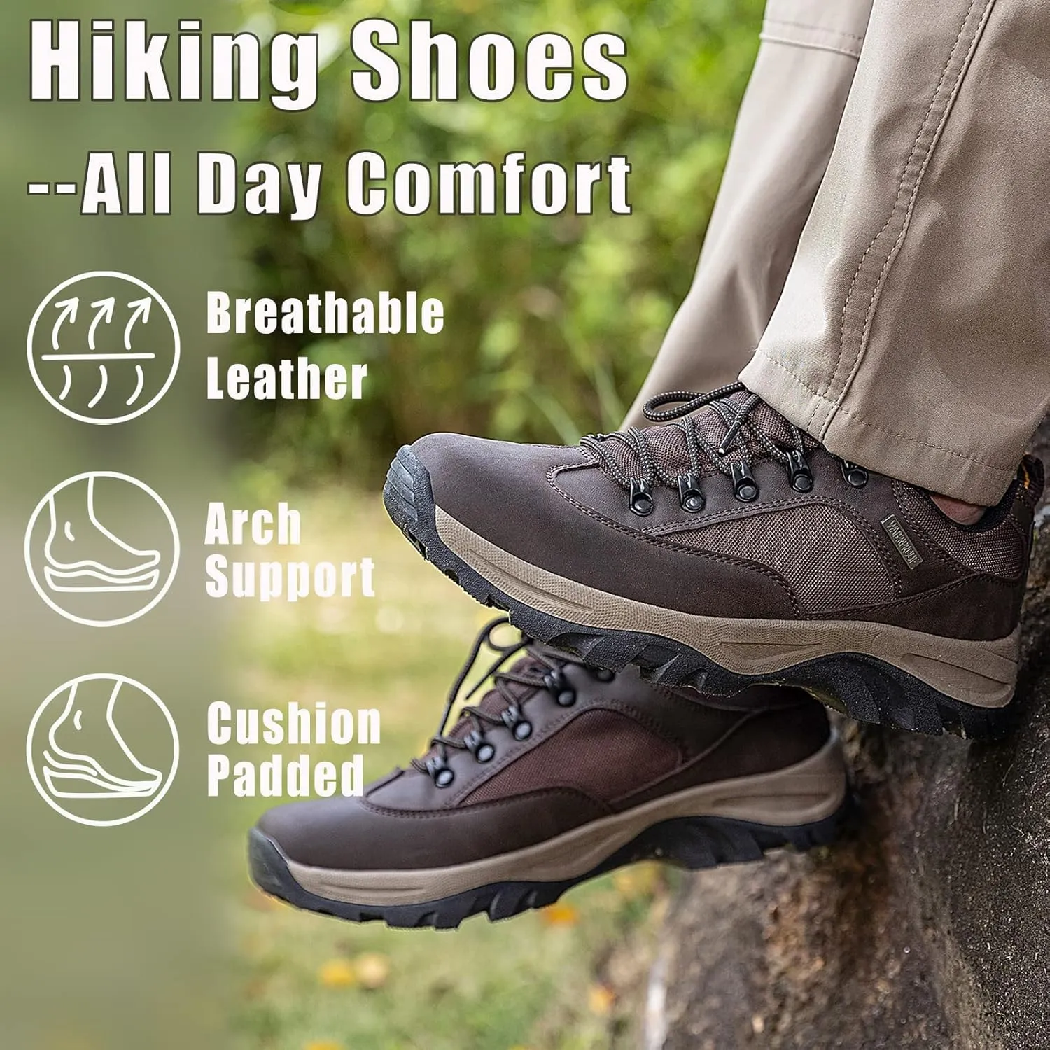 CC-Los Men's Hiking Shoes | Waterproof Work Shoes | Non-Slip & Comfortable Walking Size 7.5-14