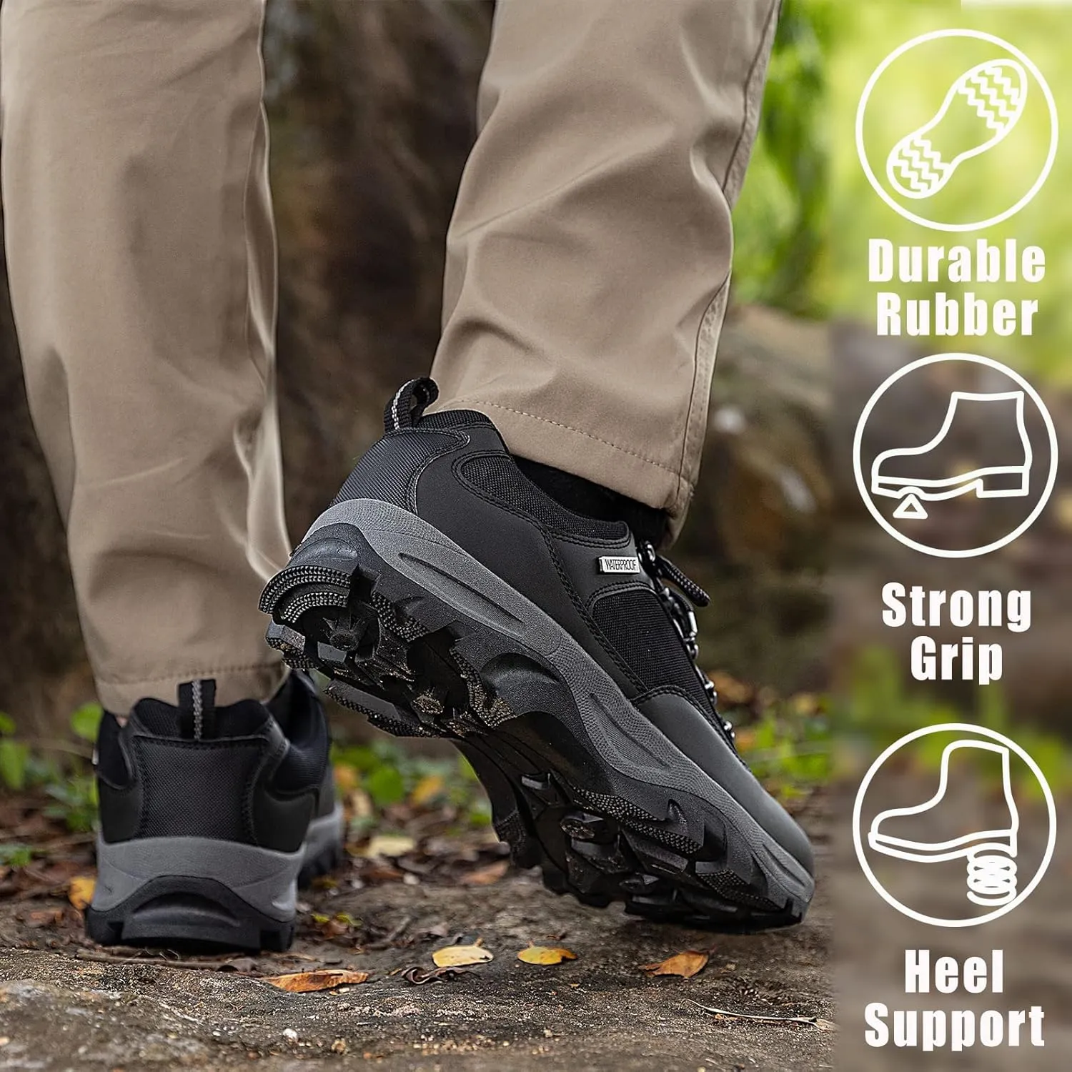 CC-Los Men's Hiking Shoes | Waterproof Work Shoes | Non-Slip & Comfortable Walking Size 7.5-14