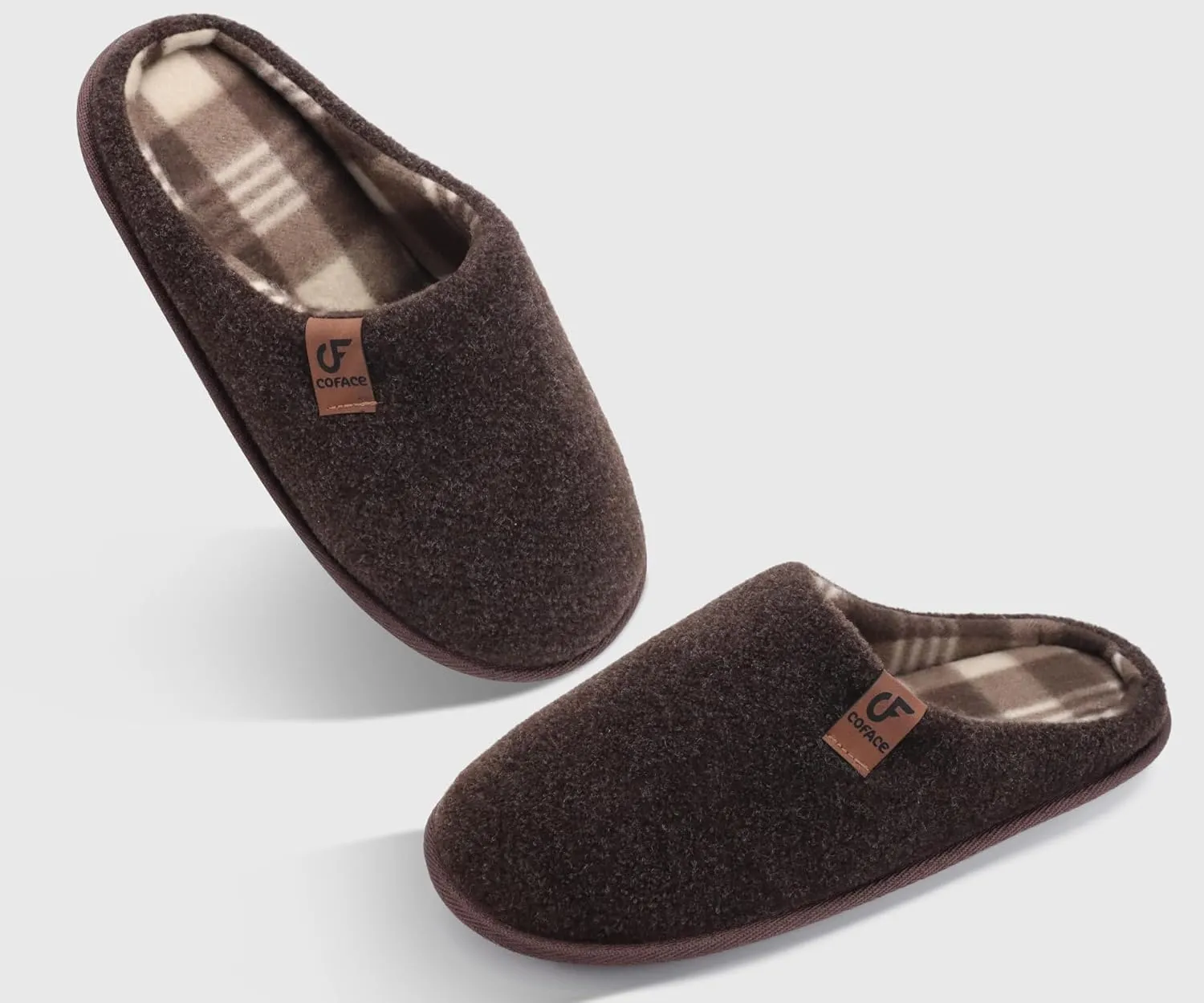 COFACE Unisex Mens Womens Cozy Memory Foam Scuff Slippers Casual Slip On Warm House Shoes Indoor/Outdoor Felt Sandal Slippers With Arch Support Rubber Sole Size 4-15