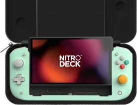 CRKD Nitro Deck Crystal Collection with Carry Case - Professional Handheld Deck with Zero Stick Drift for Nintendo Switch and Switch OLED (Retro Mint - Nostalgia Collection)